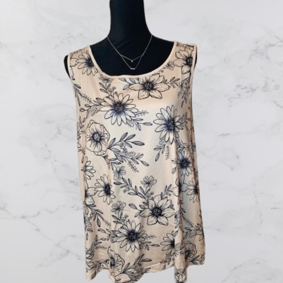 NWOT SHEIN 1x women's pink and black floral tank - Picture 1 of 4